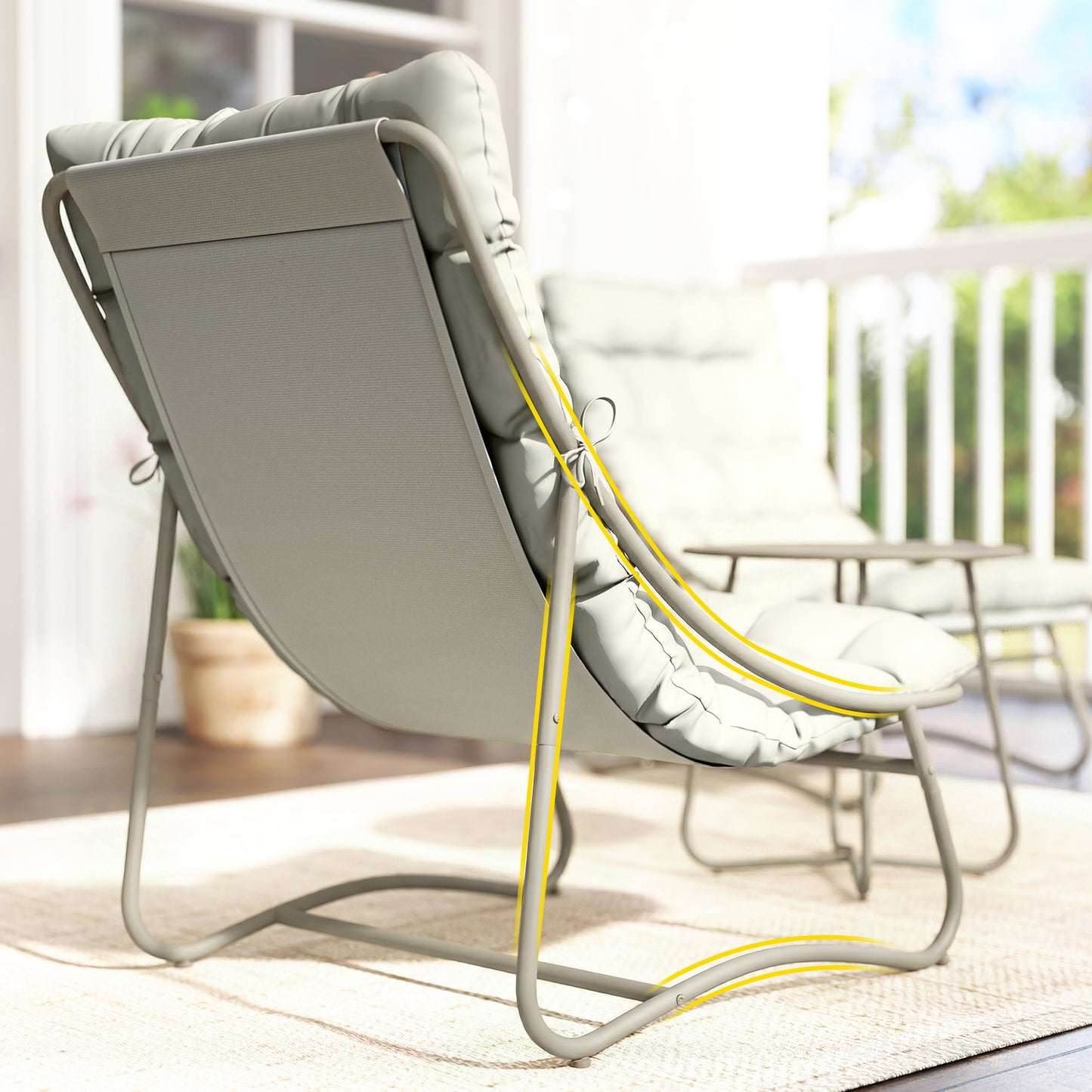 Outsunny Conjunto De Mesa Y Sillas De Terraza Exterior Con Cojines Gris Claro_4