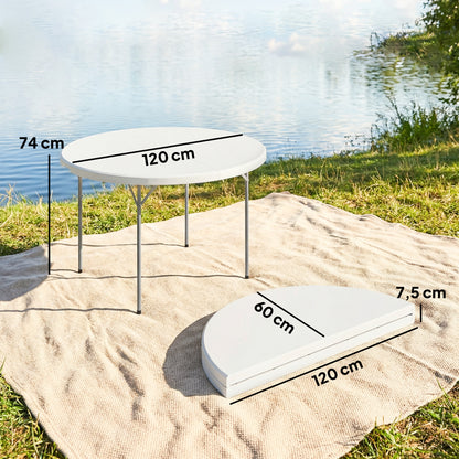 Mesa De Camping Outsunny Metal, Hdpe Blanco 120x120x74 Cm_2
