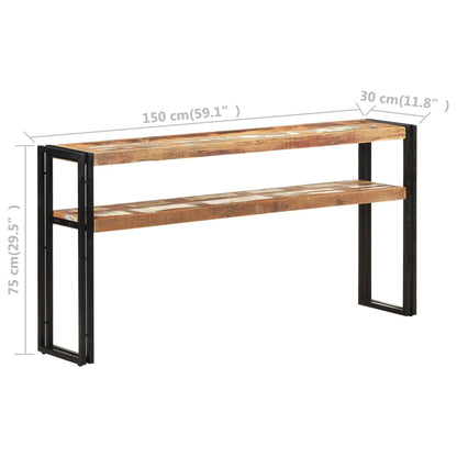 Mesa Consola De Madera Maciza Reciclada 150x30x75 Cm_3