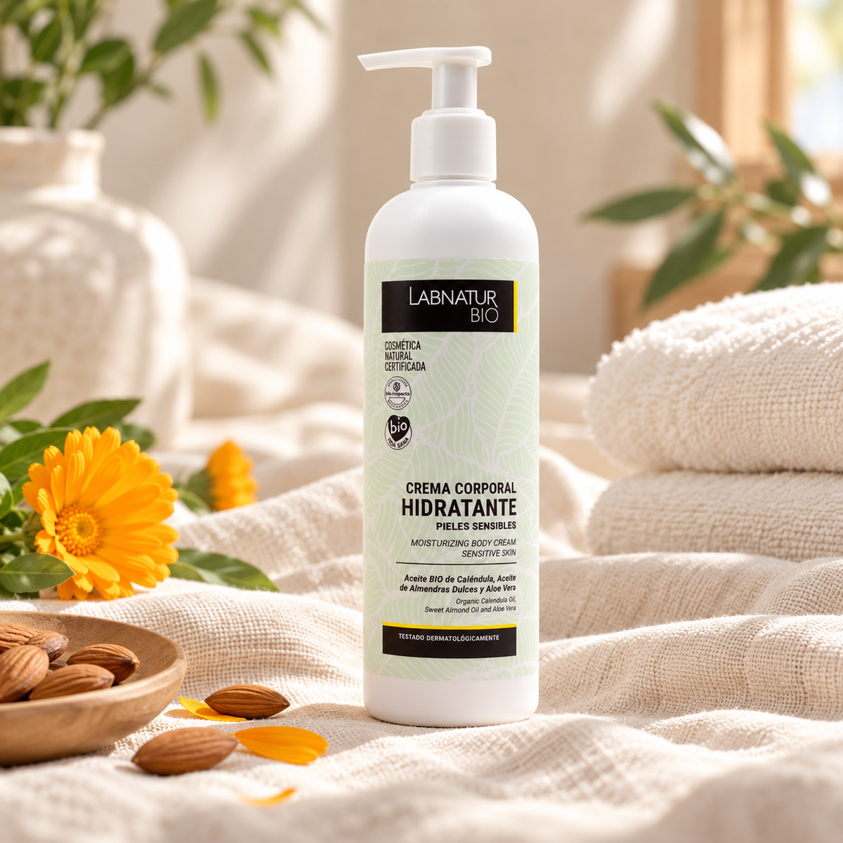 Crema Corporal para Piel Sensible Labnatur Bio 400 ml | Caléndula, Aloe Vera y Karité | Hidrata y Calma | Vegano_3