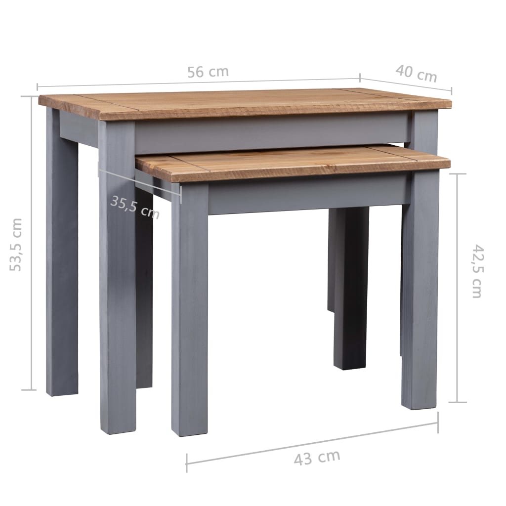 Mesas Apilables 2 Uds Madera Maciza De Pino Panama Range Gris_4
