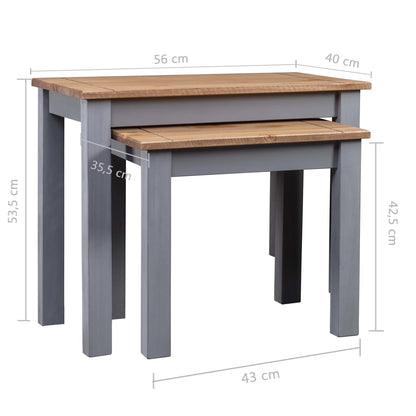 Mesas Apilables 2 Uds Madera Maciza De Pino Panama Range Gris_4