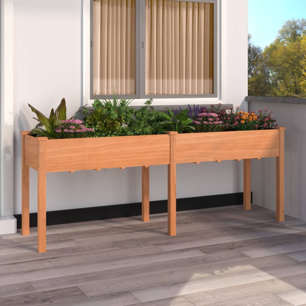Jardinera Con Forro Madera Maciza De Abeto Marrón 203x53x76 Cm_1