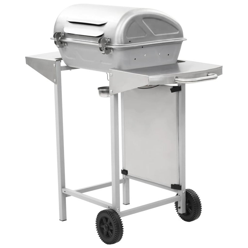 Vidaxl Barbacoa Portátil De Gas Con 2 Zonas Plateada Acero Inoxidable_5