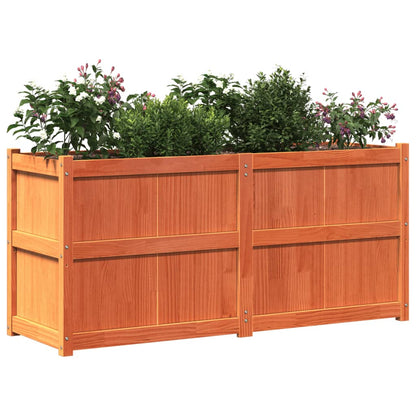 Jardinera Exterior Madera Maciza Pino Marrón Cera 150x50x70 Cm_3