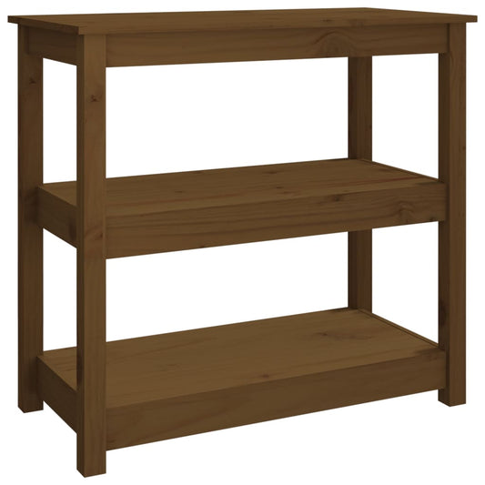 Mesa Consola De Madera Maciza De Pino Marrón Miel 80x40x74 Cm_0