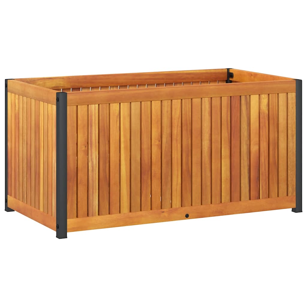 Jardinera De Madera Maciza De Acacia Y Acero 85x45x44 Cm_5