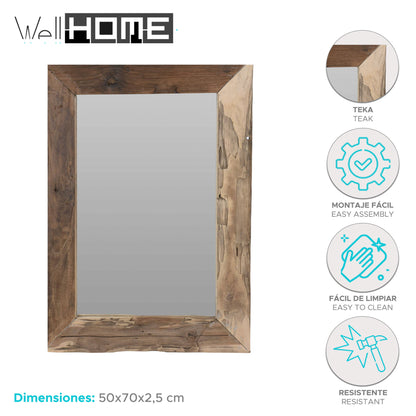 Well Home Espejo En Madera Formato Rectangular 50x70cm_1