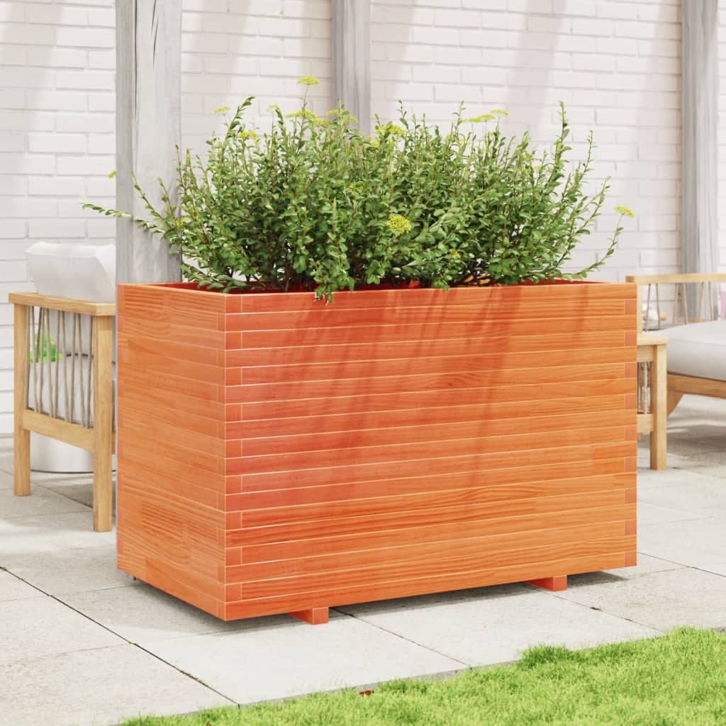 Jardinera Madera Maciza De Pino Marrón Cera 110x60x72 Cm_2