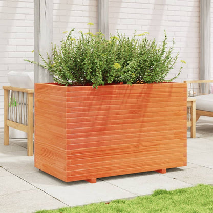 Jardinera Madera Maciza De Pino Marrón Cera 110x60x72 Cm_2