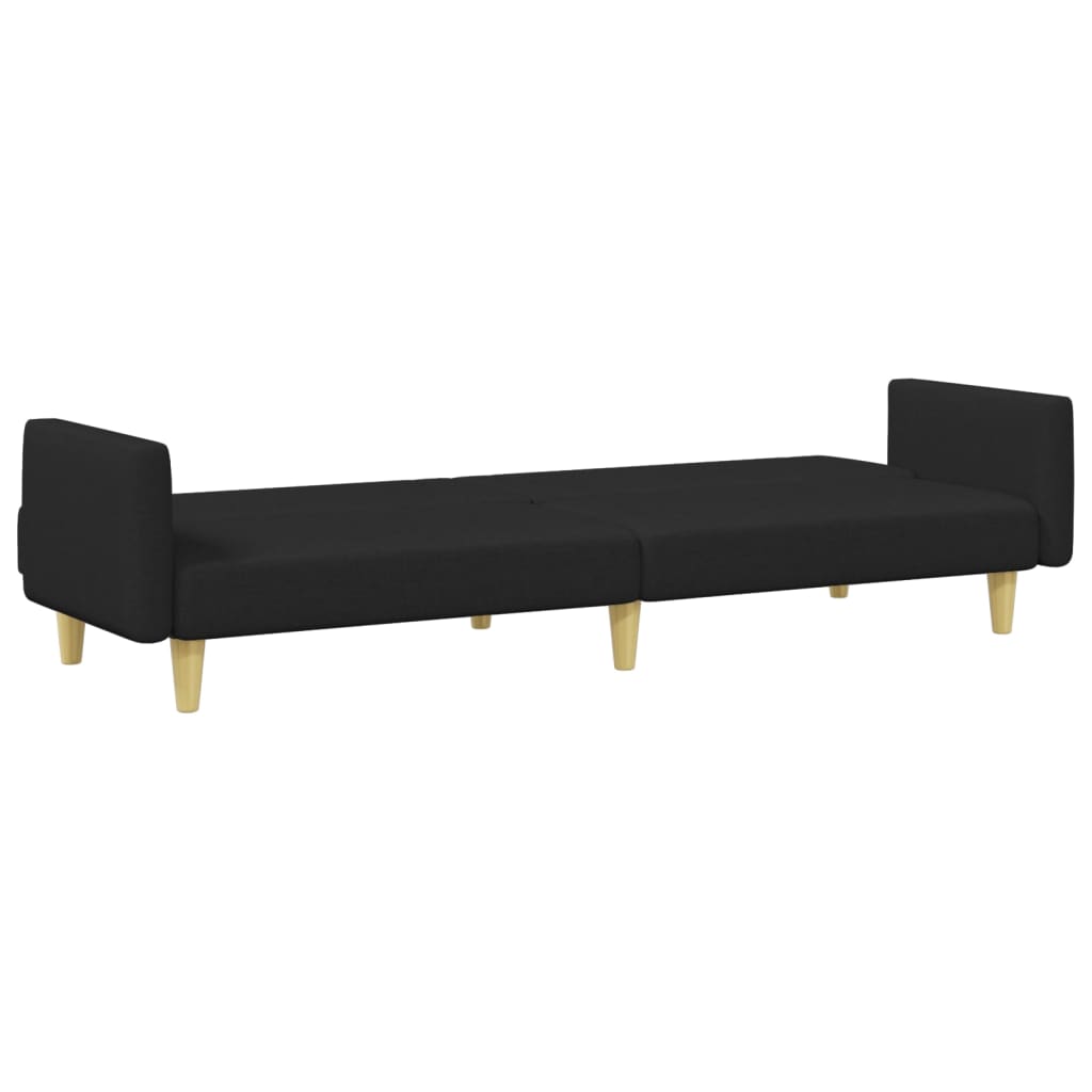 Sofá Cama De 2 Plazas Con Taburete Tela Negro / Vetonek_3