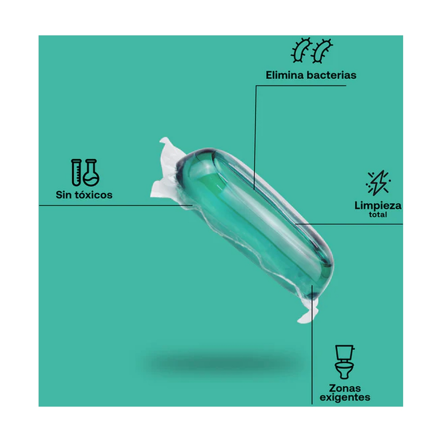 Produto de limpeza doméstico multiusos ECO Refill Flopp com 2 cápsulas