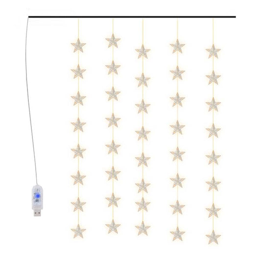 Vidaxl Cortina De Luces Estrellas 200 Leds Blanco Cálido 8 Funciones_0