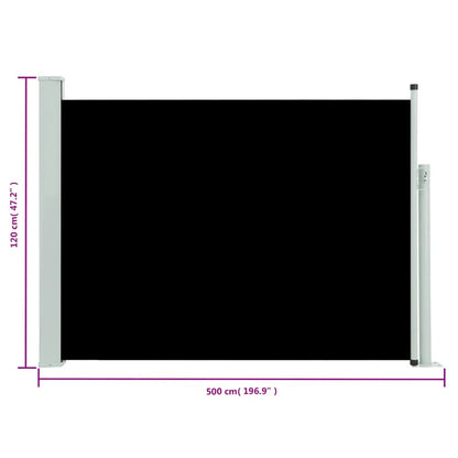 Vidaxl Toldo Lateral Retráctil Para Patio Negro 117x500 Cm_2