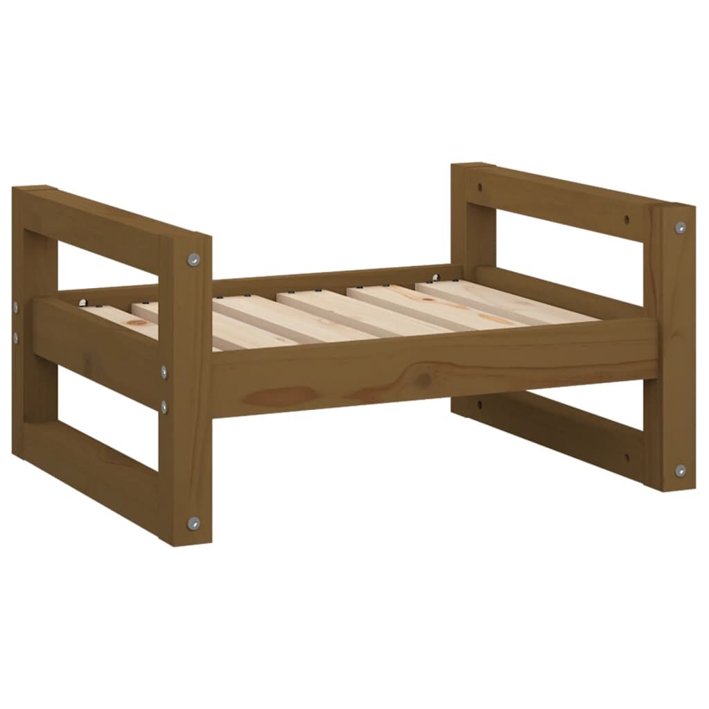 Vidaxl Cama Para Perros Madera Maciza Pino Marrón Miel 55,5x45,5x28 Cm_0