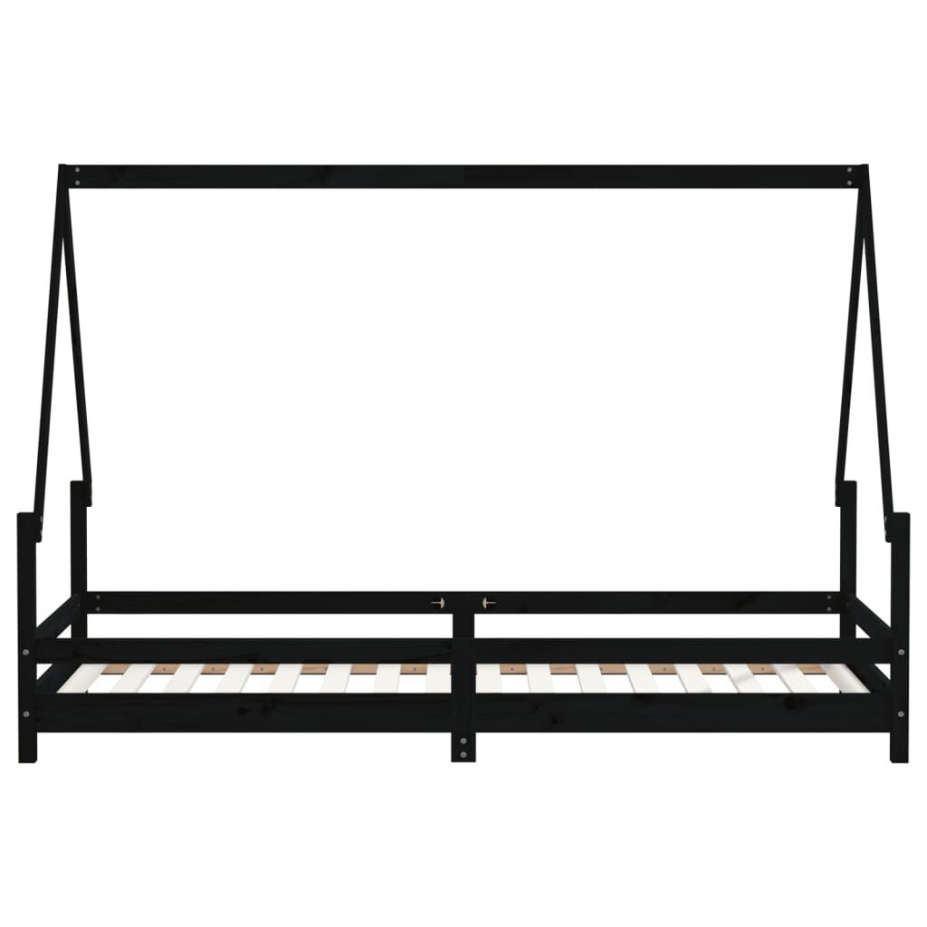 Vidaxl Estructura De Cama Para Niños Madera De Pino Negro 80x200 Cm_4