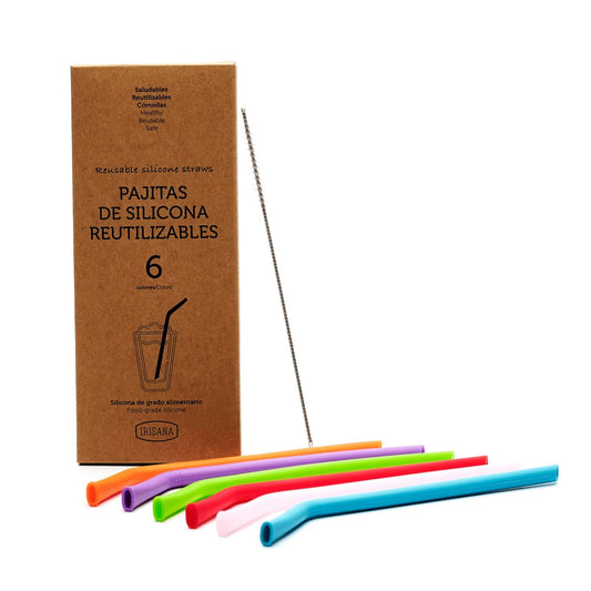 Palhinhas de silicone reutilizáveis ​​Irisana 6 peças e limpador
