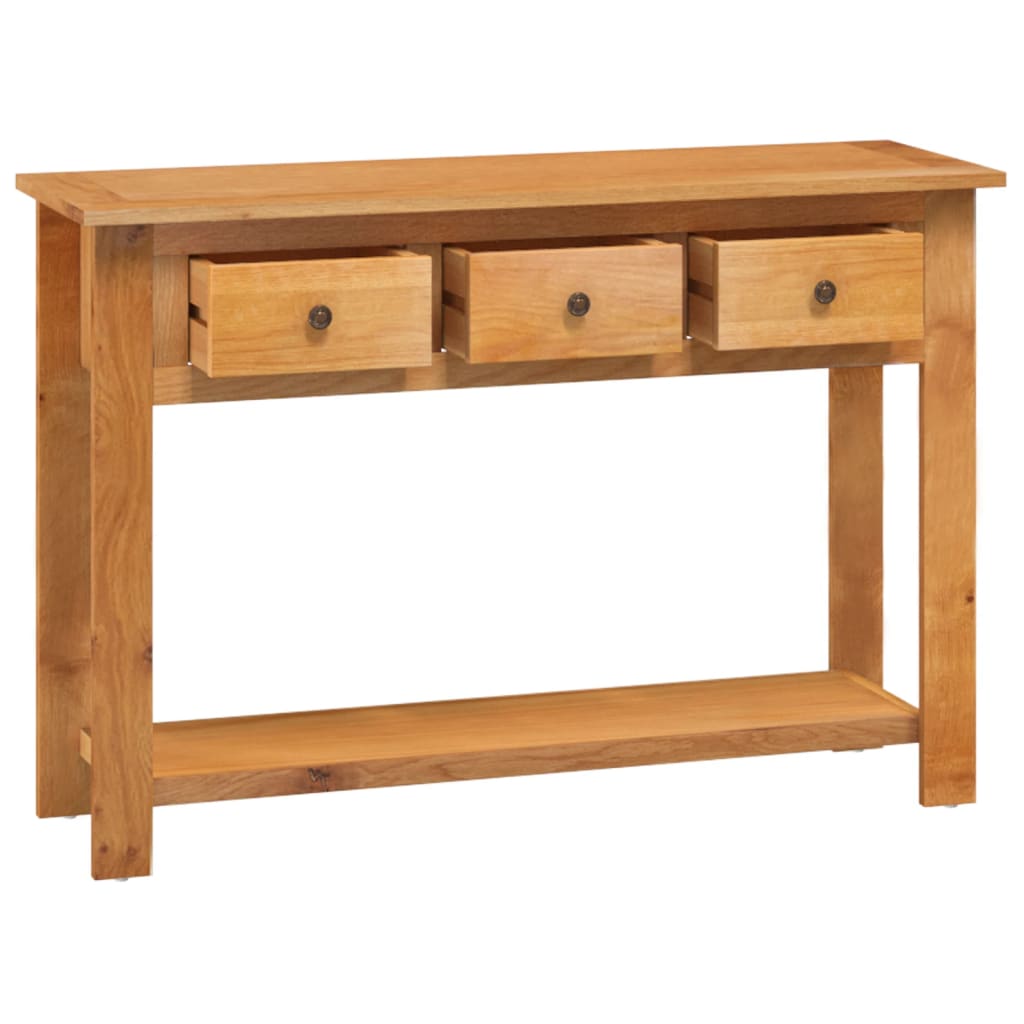Mesa Consola De Madera Maciza De Roble 110x35x75 Cm_2