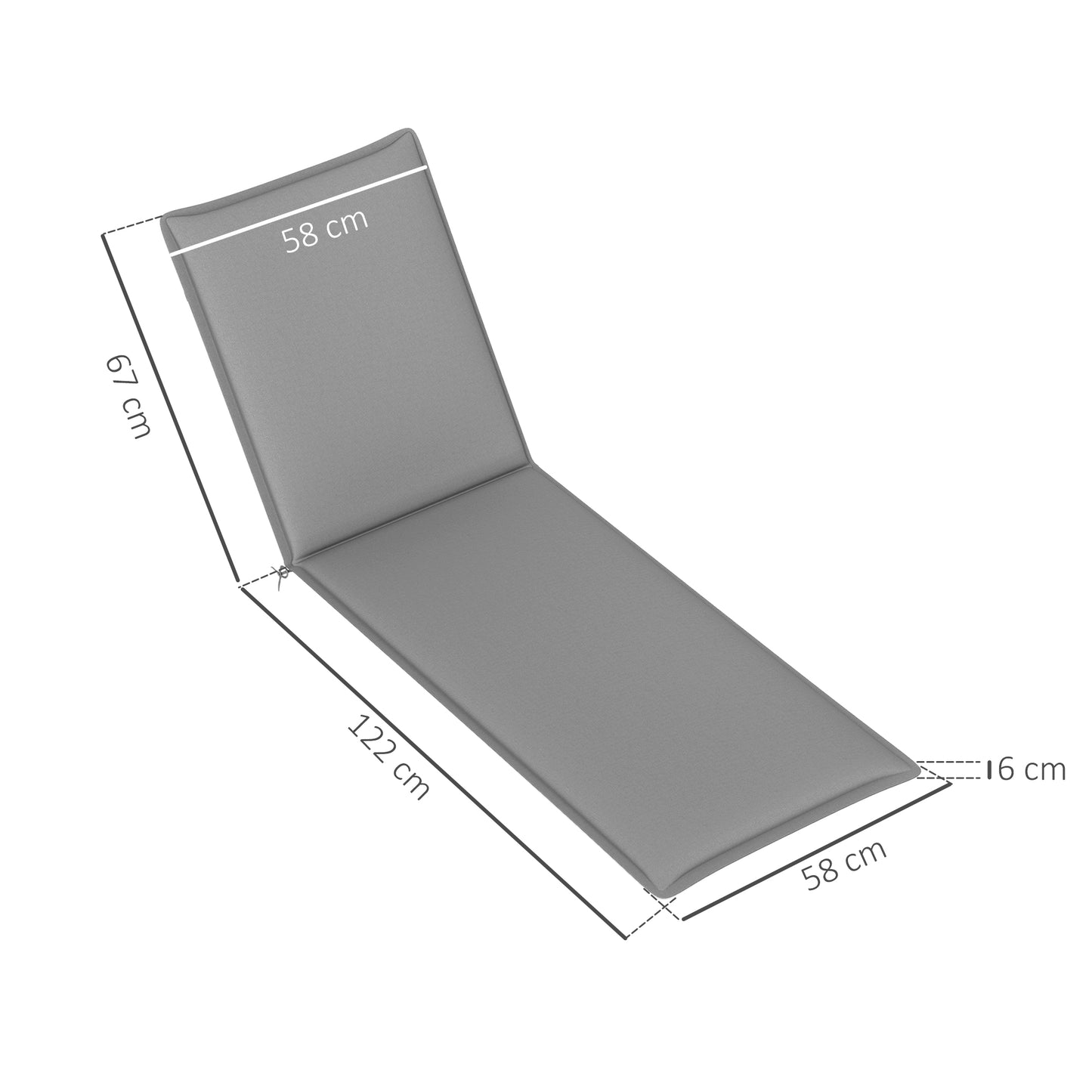 Outsunny Pack 2 Cojines Para Tumbonas Plegables 193x58x6 Cm Gris_2