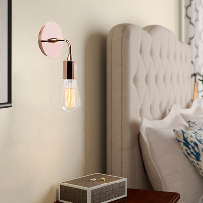 Aplique De Pared, Metal , Cobre, 12x12x20, Casquillo E 27 Max 40 W