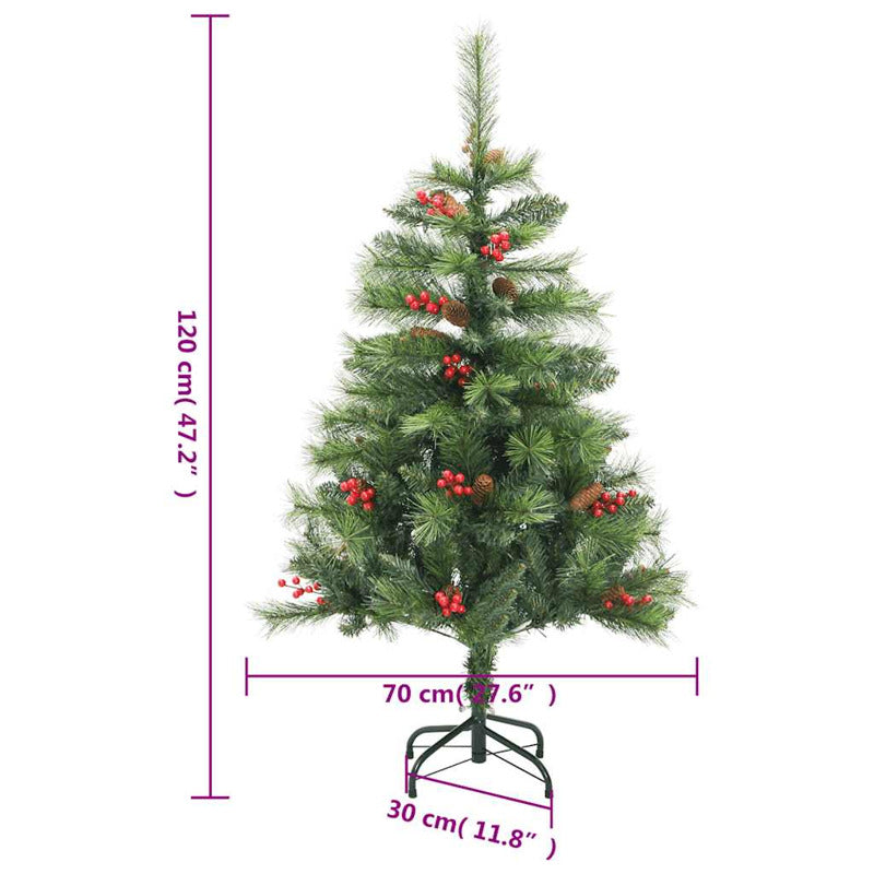 Vidaxl Árbol Navidad Artificial Con Bisagras 150 Led Y Bolas 120 Cm_2