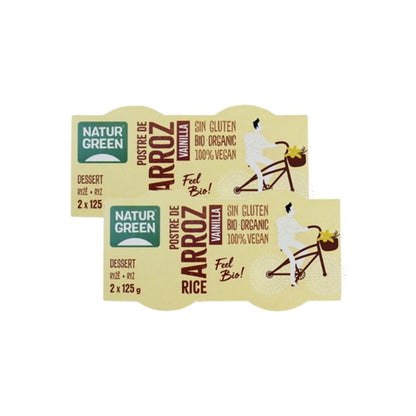 Embalagem de 2 Sobremesas de Arroz com Baunilha NaturGreen 4 x 125 g