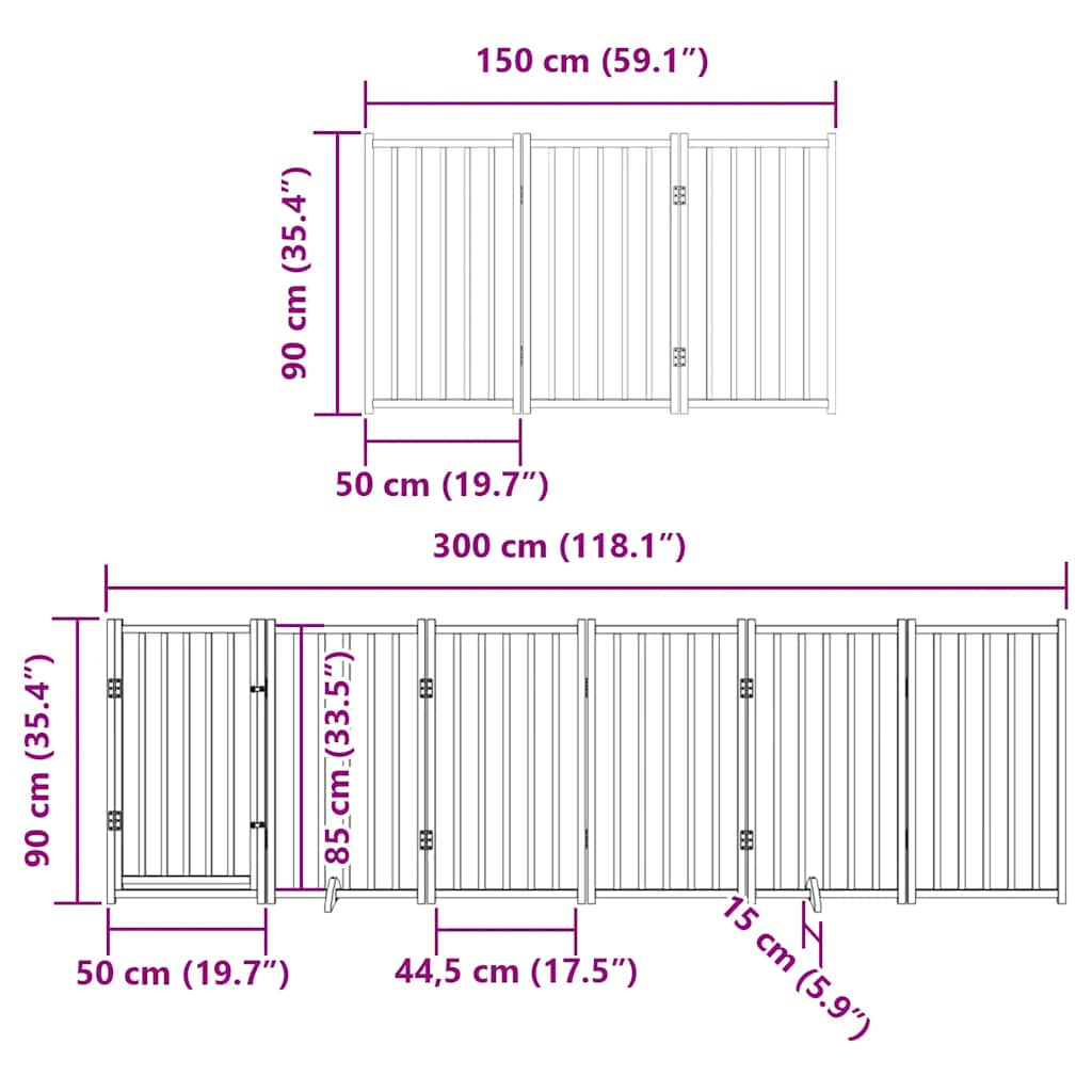 Vidaxl Puerta Para Perros Plegable 12 Paneles Madera De Álamo 600 Cm_2
