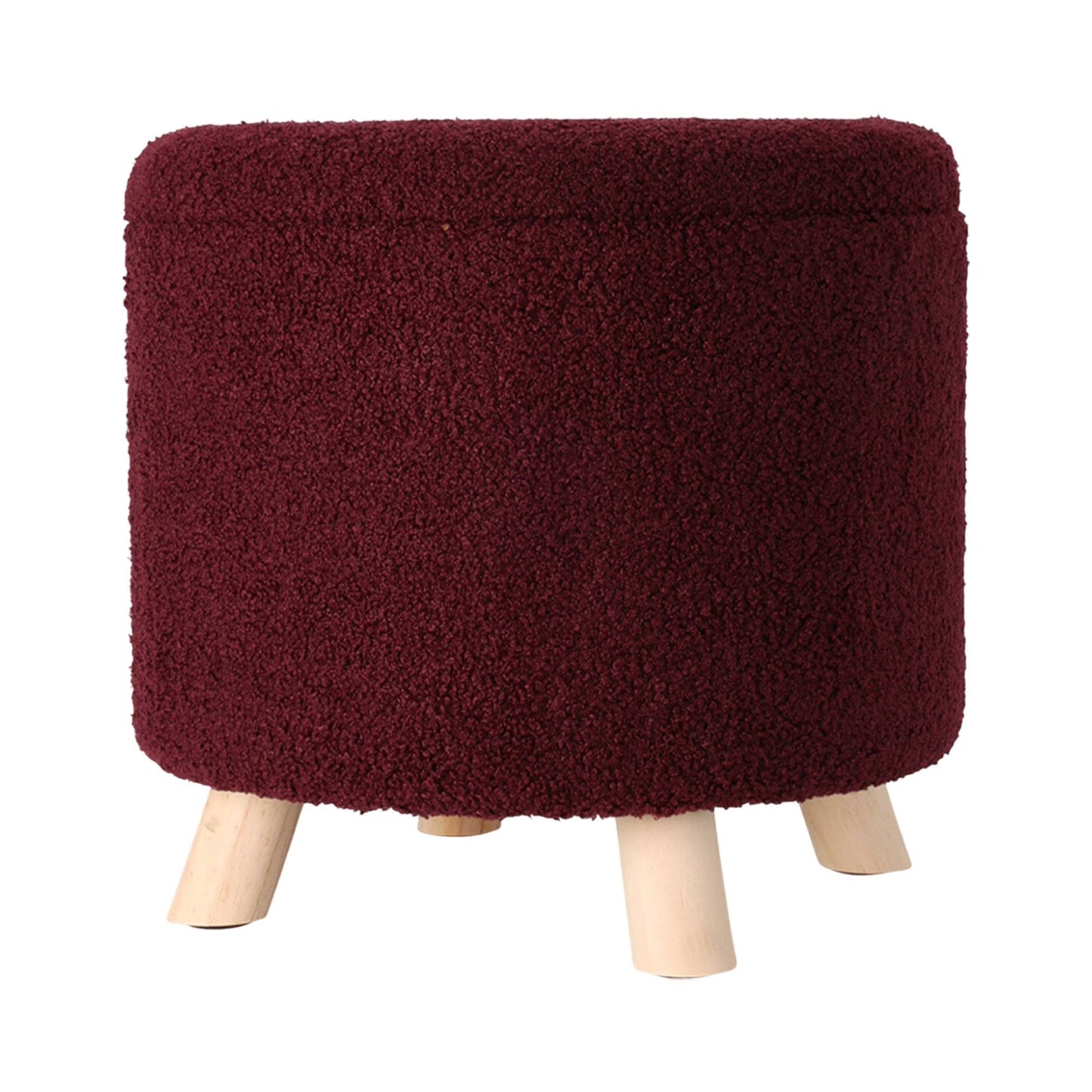 Well Home Taburete De Almacenamiento 100% Poliéster Ø40x37cm De 18l Color Burdeos_0