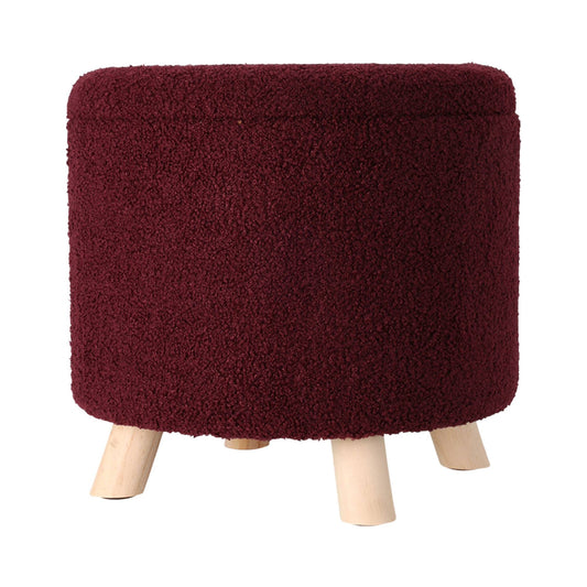 Well Home Taburete De Almacenamiento 100% Poliéster Ø40x37cm De 18l Color Burdeos_0