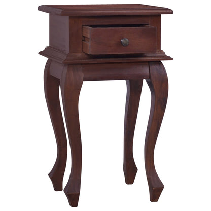 Mesita De Noche Clásica Madera Maciza Caoba Marrón 35x30x60 Cm_2