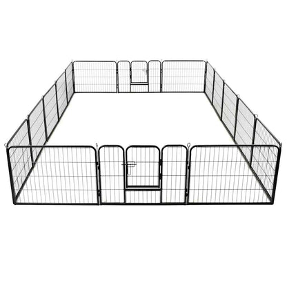 Corral Para Perros 16 Paneles De Acero 60x80 Cm Negro_0