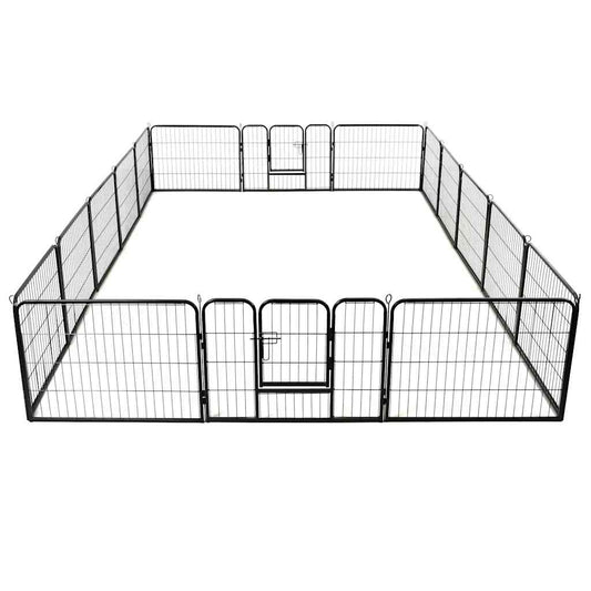 Corral Para Perros 16 Paneles De Acero 60x80 Cm Negro_0