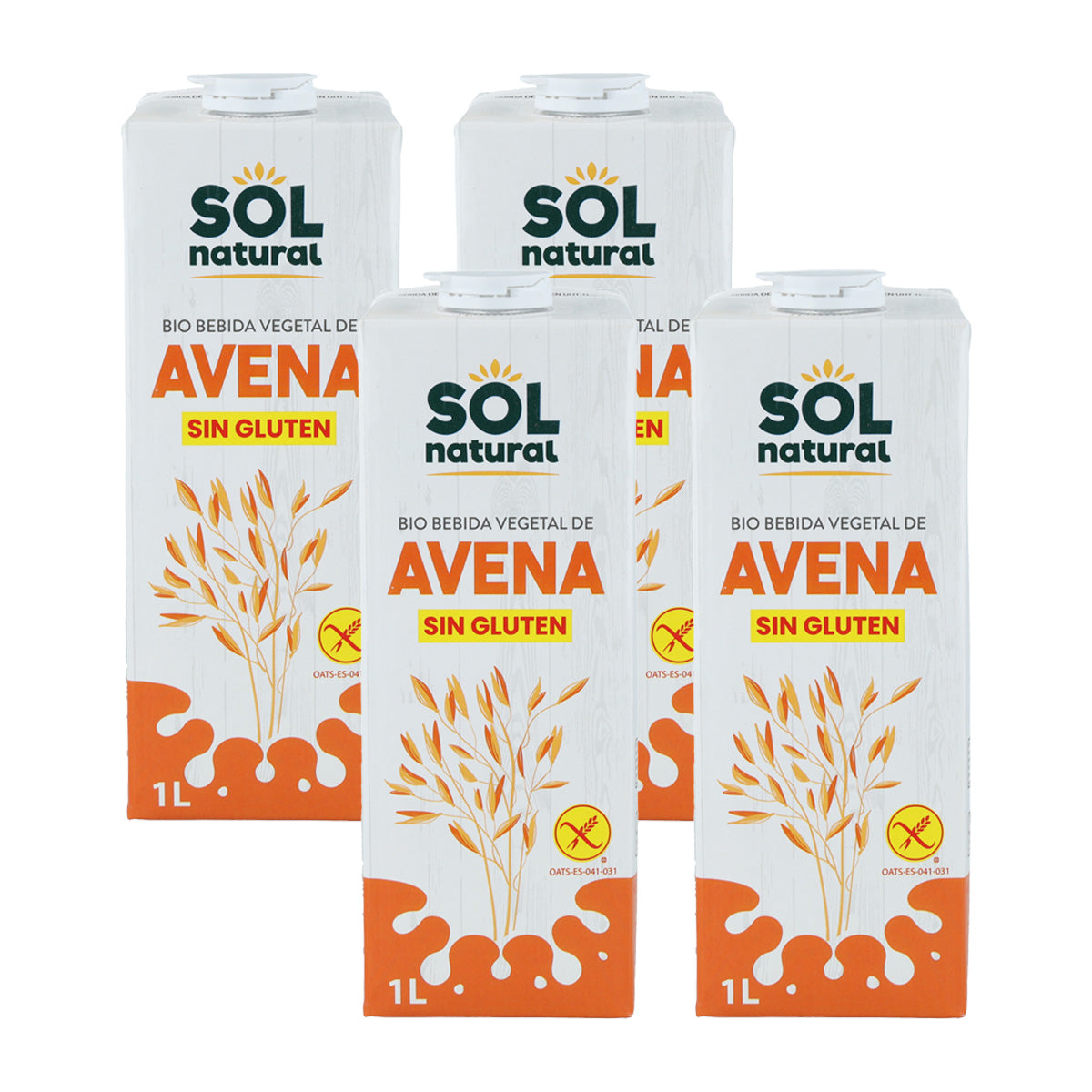 Pack de 4 Bebidas de Aveia Biológica Sem Glúten Sol Natural 1 L
