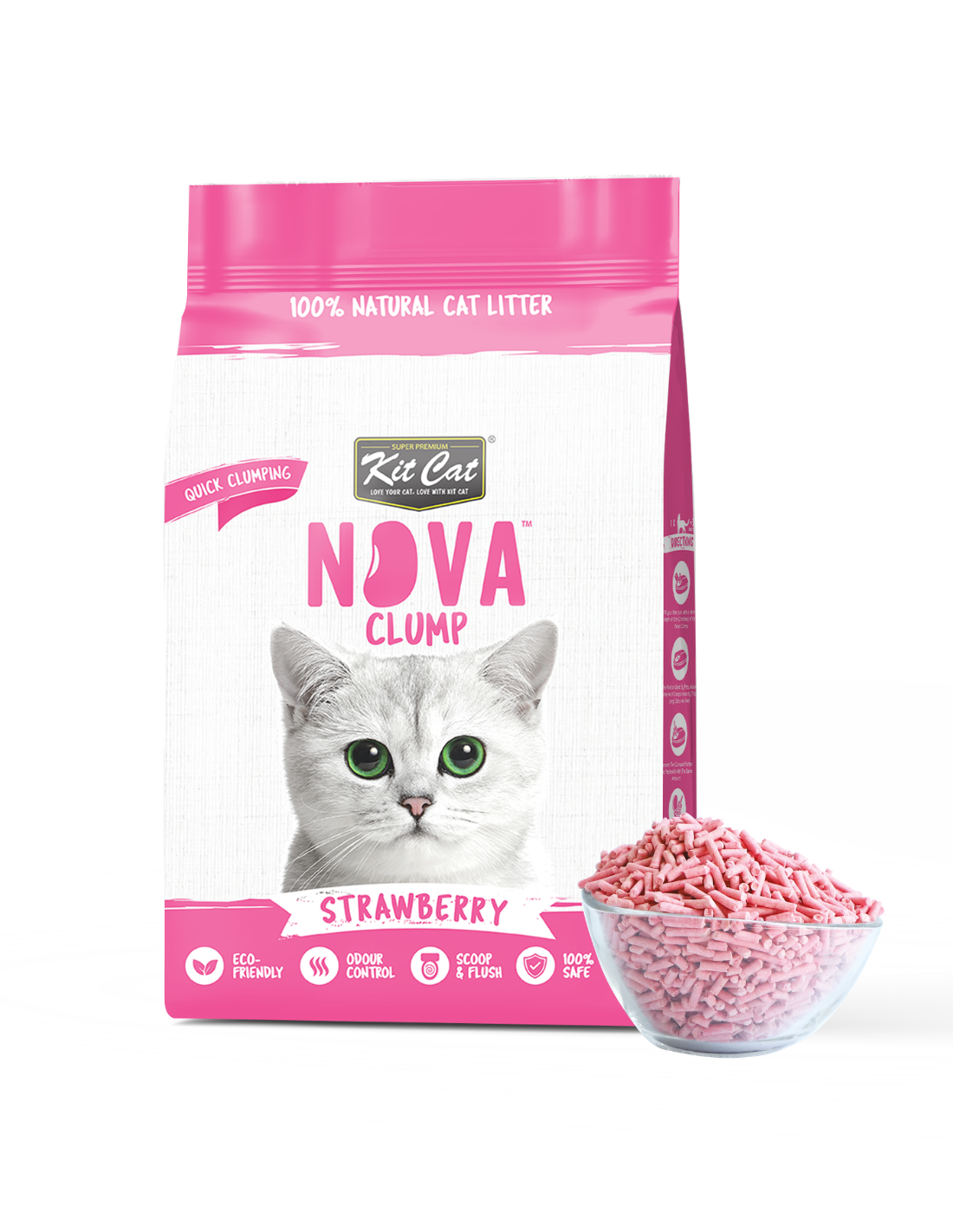 Kit de areia para gatos Eco SoyaClump - Areia para gatos morango 7 L