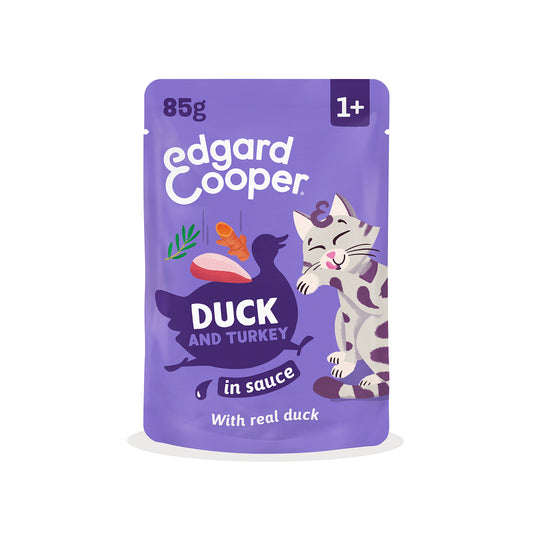 Sobres de comida húmeda Pato & Pavo en Salsa para Gatos Adultos | Edgard & Cooper 85 g