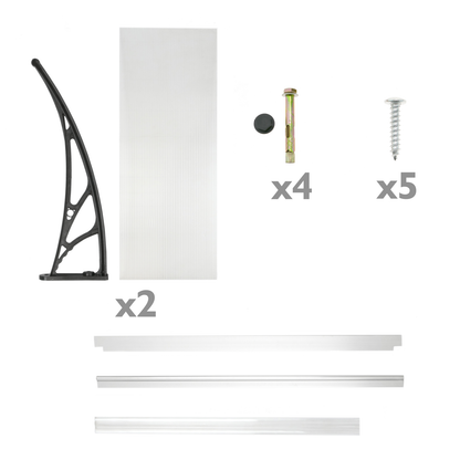 Tejadillo De Protección 120x60cm Marquesina Para Puertas Y Ventanas Negro_4