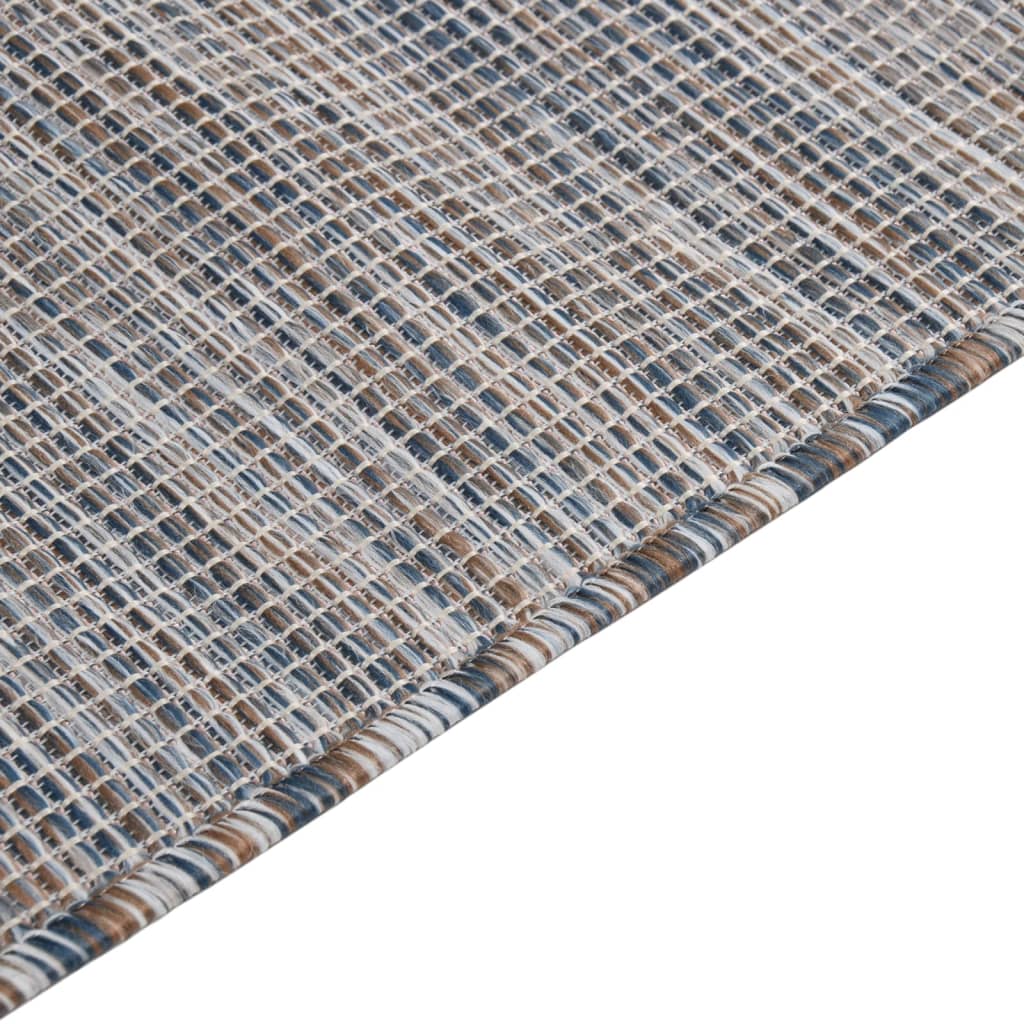 Alfombra De Exterior De Tejido Plano Marrón Y Azul 120x170 Cm / Vetonek_2