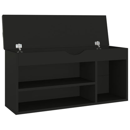 Vidaxl Banco Zapatero Con Cojín Madera Ingeniería Negro 104x30x49 Cm_3