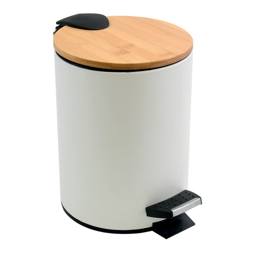 Cubo Con Pedal Con Inserto Spirella adonis 5 Litros De Acero En Color Blanco 25,5 X 20,5 Cm_0