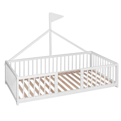 Cama Infantil Tipi Apache 140x70cm Para Niños A Partir De Los 2 Años. Cama Montessori De Madera De Haya Y Color Blanco_0