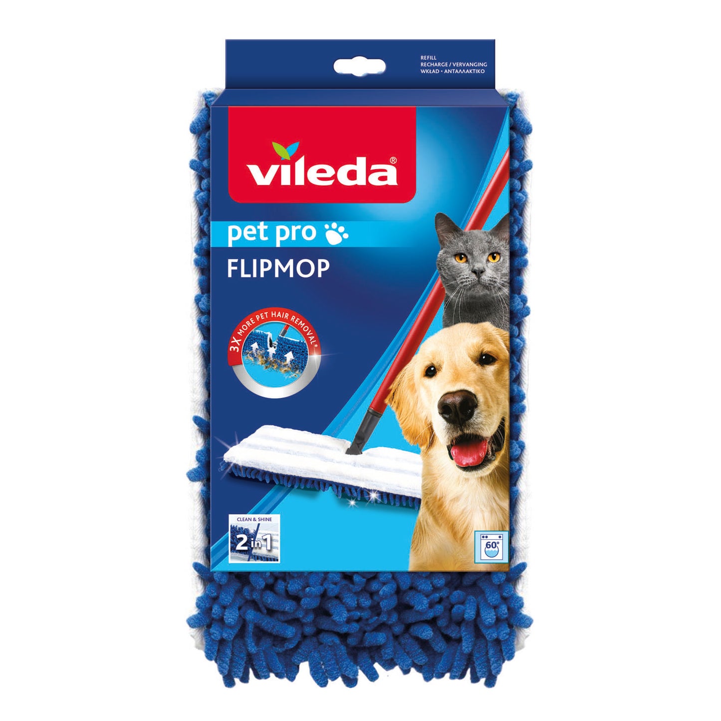 Recambio Mopa MF Flip Mop Pet Pro, Vileda Rojo
