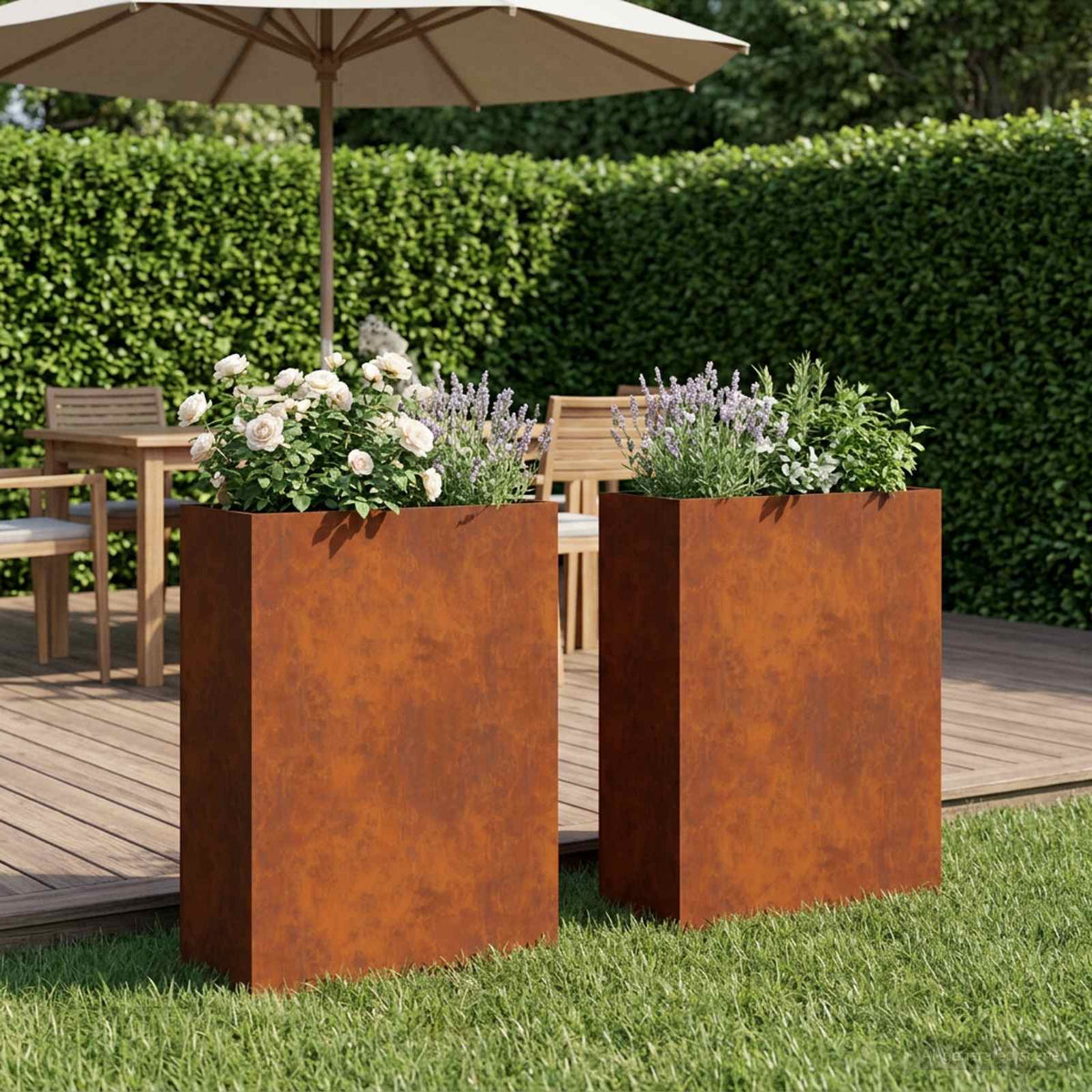Macetero De Jardín 2 Uds. Oxidado 50 X 20 X 75 Cm Acero Oxidado_1