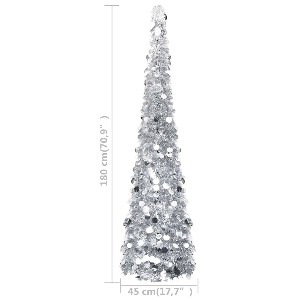 Vidaxl Árbol De Navidad Artificial Emergente Pet Plateado 180 Cm_2