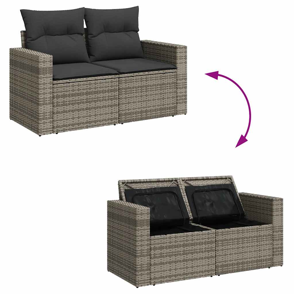 Set De Sofás De Jardín 7 Pzas Con Cojines Ratán Sintético Gris / Vetonek_1
