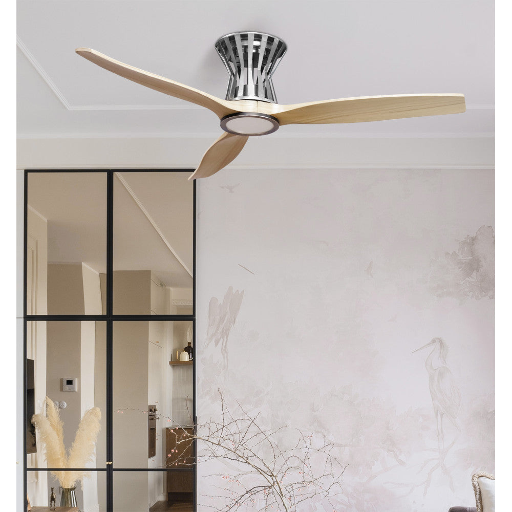 Ventilador Dc Baltir 18w Níquel/haya 3 Aspas 132d Reg. Intensidad 2250lm 3000k-6000k C/remoto, Timer, Mem._1
