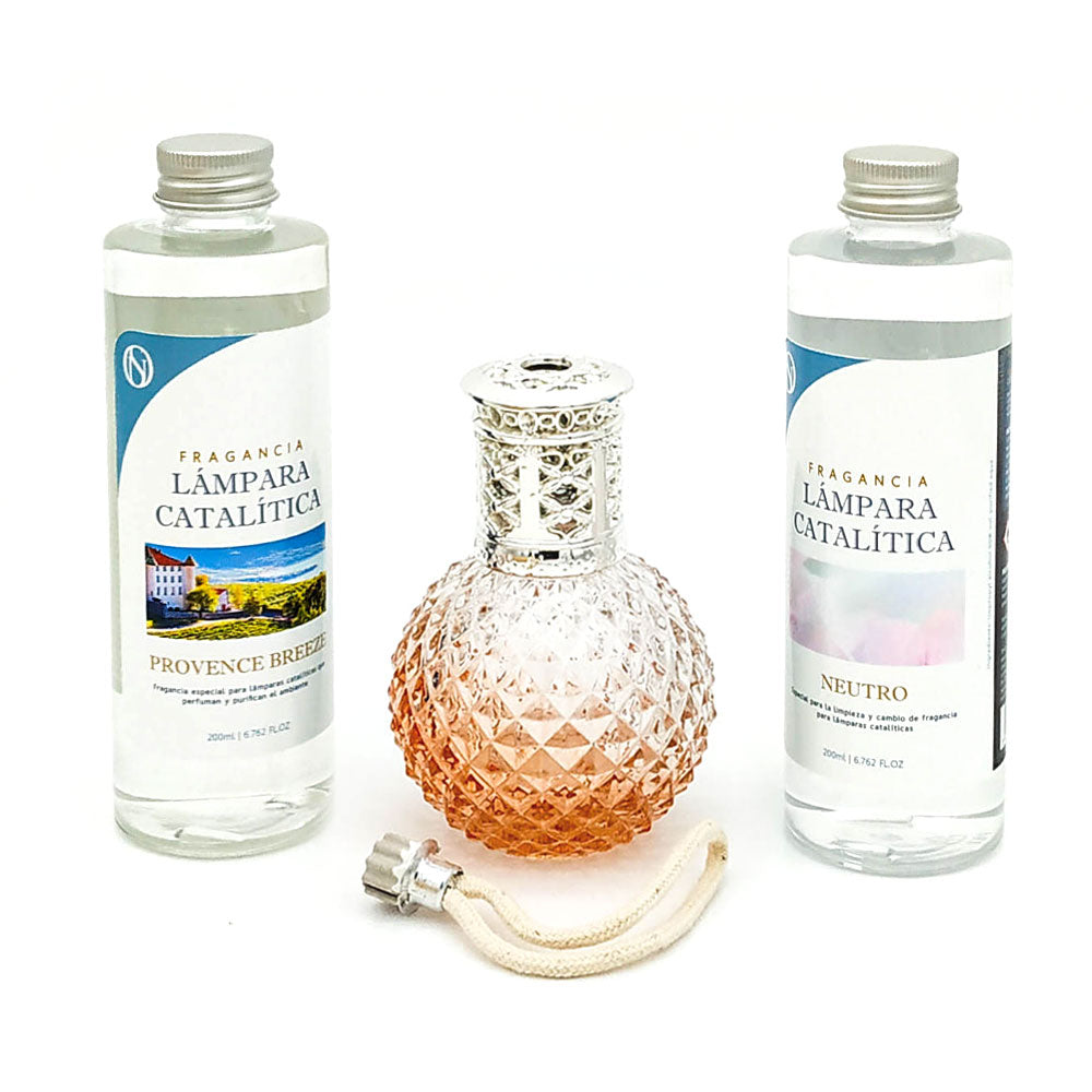 Pack Lámpara Catalítica Orange Diamonds + Fragancia Provence Breeze 200ml + Limpiador Neutro 200ml + Mecha Repuesto_0