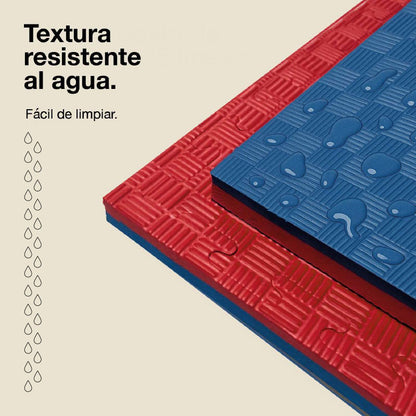 Jowy Tatami Puzzle 4cm 100x100cm, Pack 4 Unidades – Superficie 5 Líneas Azul/rojo_4