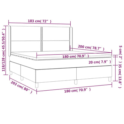 Cama Box Spring Colchón Y Luces Led Tela Gris Oscuro 180x200 Cm / Vetonek_1
