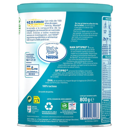 Leite de arranque Nan Optipro 1 desde o primeiro dia Nestlé 800 g