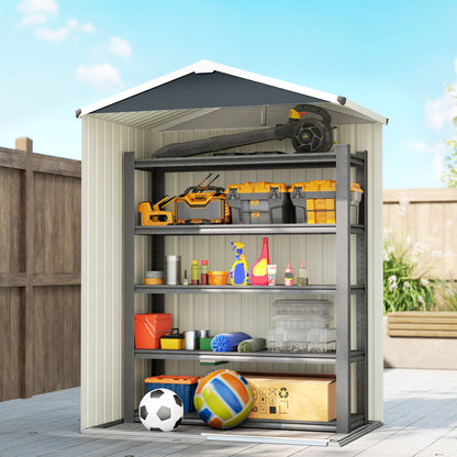 Outsunny Caseta De Jardín Exterior 1,1 M² 136x87x176 Cm Puerta Corredera Gris_3